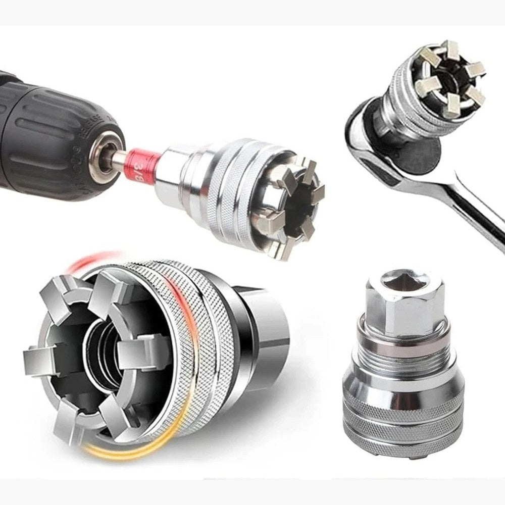 Llave Universal Multifuncional 🔧 Para Tuercas de Distintas Medidas + Ratchet y Adaptador